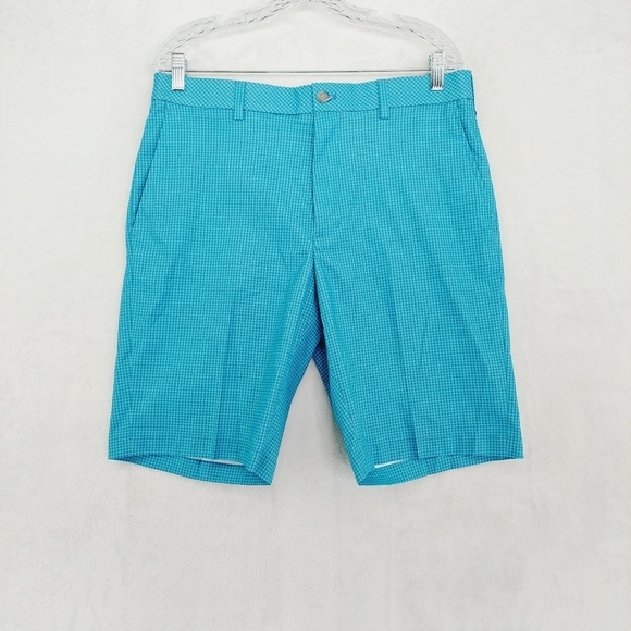 New Walter Hagen Flat Front Stretch Houndstooth Blue Printed Golf Shorts P4595 - Picture 2 of 9